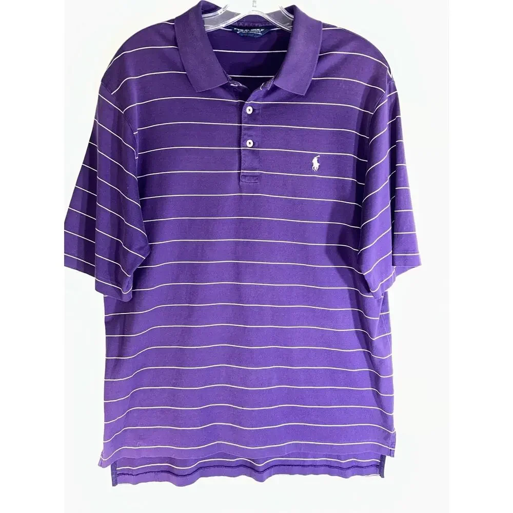 Polo Golf Ralph Lauren Polo Shirt Men's Medium Purple & White Striped Size M